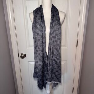 Tory Burch Navy and Gray Silk Blend Scarf